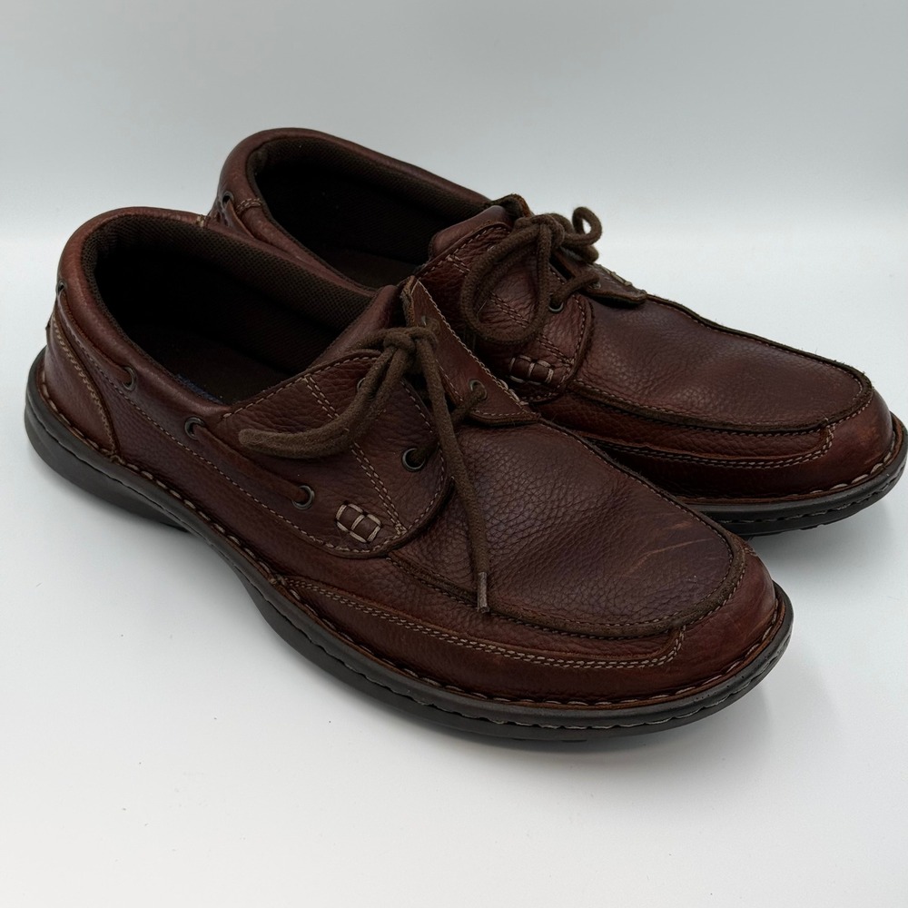 Freeman Free Flex Mens Brown Leather Boat Shoes Moc Toe Casual Loafers‎